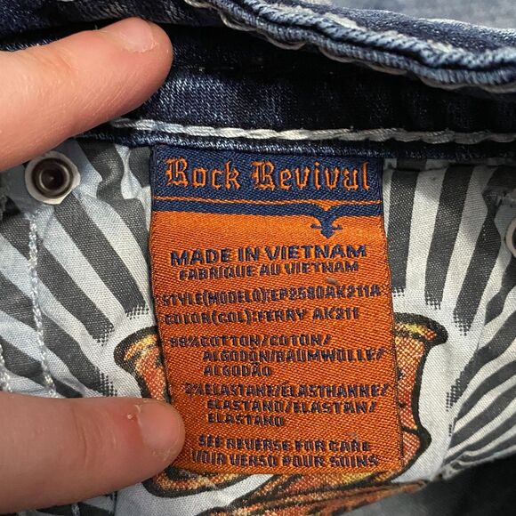 Rock Revival Distressed Ferry Ankle Skinny Jeans Bleach Wash Rhinestone Pockets - Picture 10 of 15